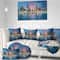 Designart - Coastal City Fantasy Night Scene in Oil Painting - Cityscapes Painting Print on Wrapped Canvas